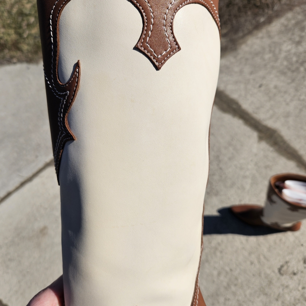 Zodiac Dawson Western Tall Boots - Brown/Cream Leather - Size 5.5M- NEW - Picture 9 of 16